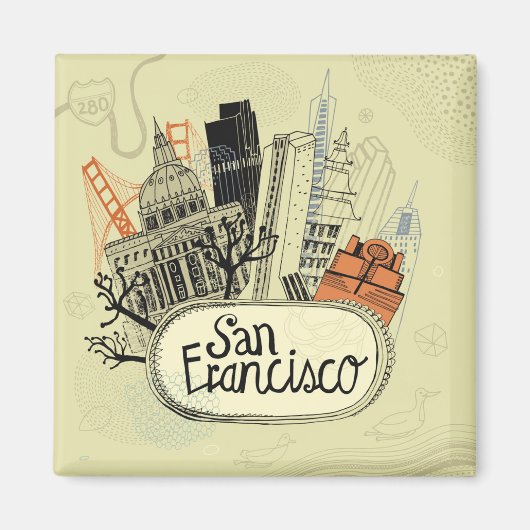 Hand Drawn San Francisco Magnet (Vorne)