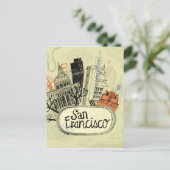 Hand Drawn San Francisco Postkarte (Stehend Vorderseite)