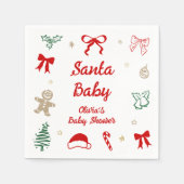Hand Drawn Santa Baby Christmas Baby Shower Serviette (Vorderseite)