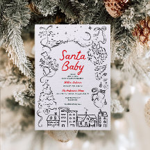 Hand Drawn Santa Baby Weihnachtsdusche