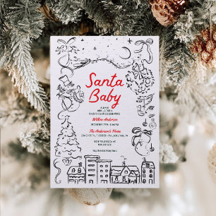 Hand Drawn Santa Baby Weihnachtsdusche Einladung