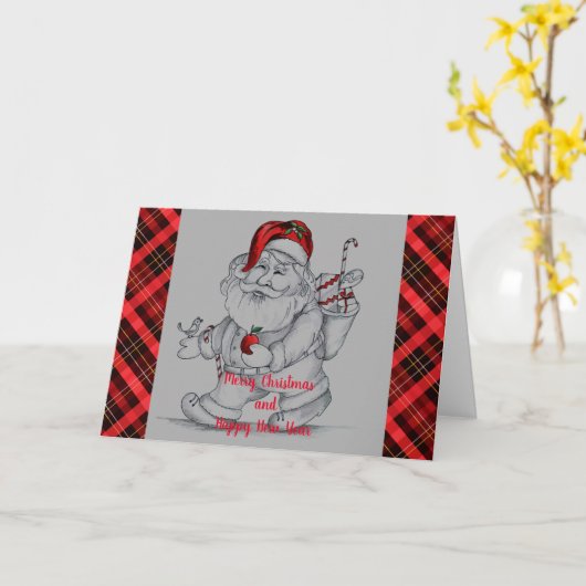 Hand Drawn Santa Claus Karte (Gelbe Blume)