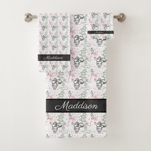 Hand Drawn Santa Claus Weihnachten Badhandtuch Set (Insitu)