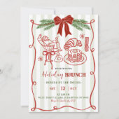 Hand Drawn Santa Doodle Christmas Holiday Brunch Einladung (Vorderseite)