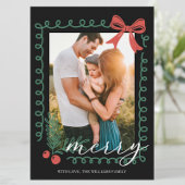 Hand Drawn Schwarz Rot Grün Frohe Weihnachten