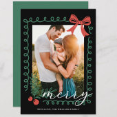 Hand Drawn Schwarz Rot Grün Frohe Weihnachten