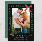 Hand Drawn Schwarz Rot Grün Frohe Weihnachten