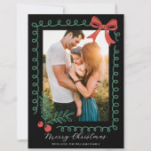 Hand Drawn Schwarz Rot Grün Frohe Weihnachten