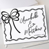 Hand Drawn Schwarz-weiß Bow Wedding Gästebuch