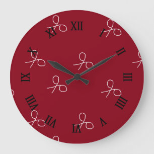 Hand drawn scissors on maroon red große wanduhr