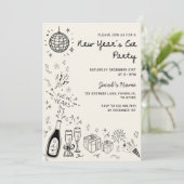 Hand Drawn scribble Cheers New Years Eve Party Einladung (Stehend Vorderseite)