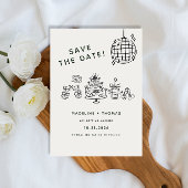 Hand Drawn Scribble Disco Wedding Save the Date Magneteinladung