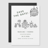 Hand Drawn Scribble Disco Wedding Save the Date Magneteinladung (Vorne/Hinten)