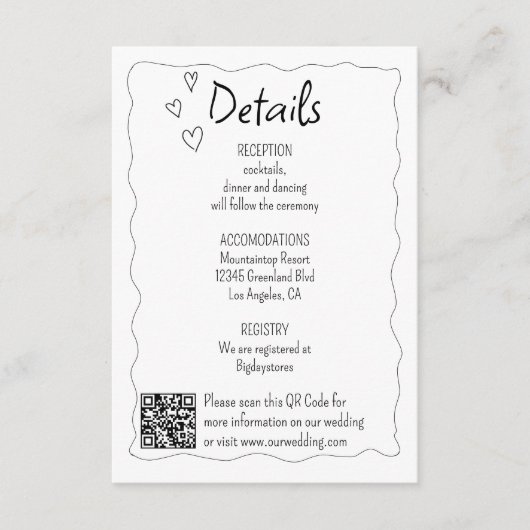 Hand Drawn Scribble Doodle Wedding Begleitkarte (Vorderseite)