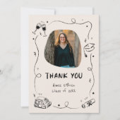 Hand-Drawn Scribble Doodles Graduation Dankeskarte (Vorderseite)