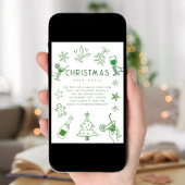 Hand Drawn Scribble Green Glitzer Weihnachtsfeiert Einladung