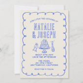 Hand Drawn Scribble Quirky QR Code Foto Hochzeit Einladung (Vorderseite)