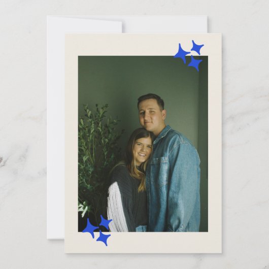 Hand Drawn Scribble Quirky Retro Foto Hochzeit Einladung (Rückseite)