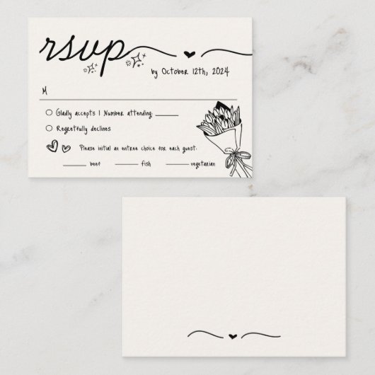 Hand Drawn Scribble Quirky UAWG Wedding Begleitkarte (Vorne/Hinten)