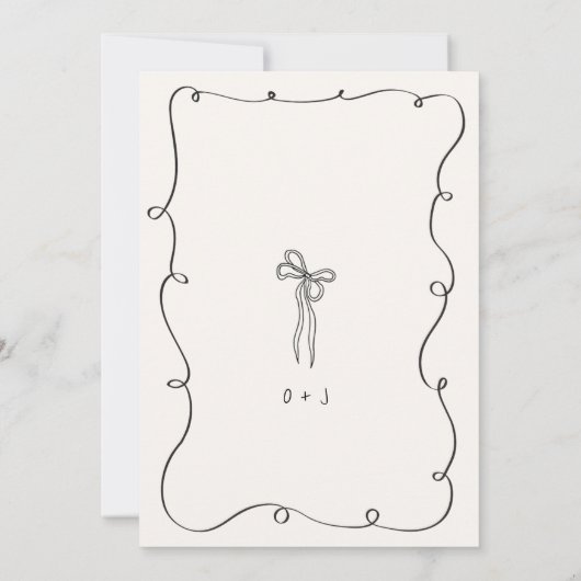 Hand Drawn Scribble Squiggle Fun Bow Wedding Einladung (Rückseite)
