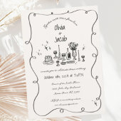 Hand Drawn Scribble Squiggle Fun Bow Wedding Einladung