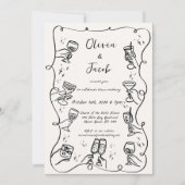 Hand Drawn Scribble Squiggle Fun Drinks Hochzeit Einladung (Vorderseite)
