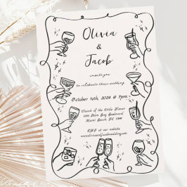 Hand Drawn Scribble Squiggle Fun Drinks Hochzeit Einladung