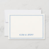 Hand Drawn Scribble Vintag Blue French Wedding Dankeskarte (Rückseite)