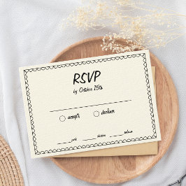 Hand Drawn Scribble Vintag Sketch Französisch Hoch RSVP Karte
