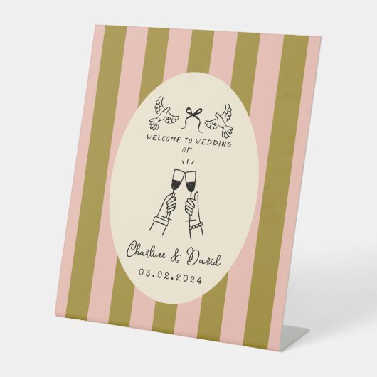 Hand Drawn Scribble Wedding Welcome Sign Sockelschild (Vorderseite)