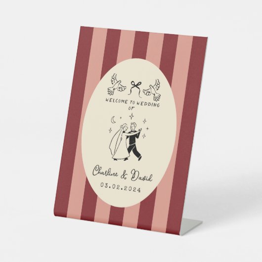 Hand Drawn Scribble Wedding Welcome Sign Sockelschild (Vorderseite)