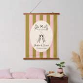 Hand Drawn Scribble Wedding Welcome Sign Wandteppich Mit Holzrahmen (Schlafzimmer)