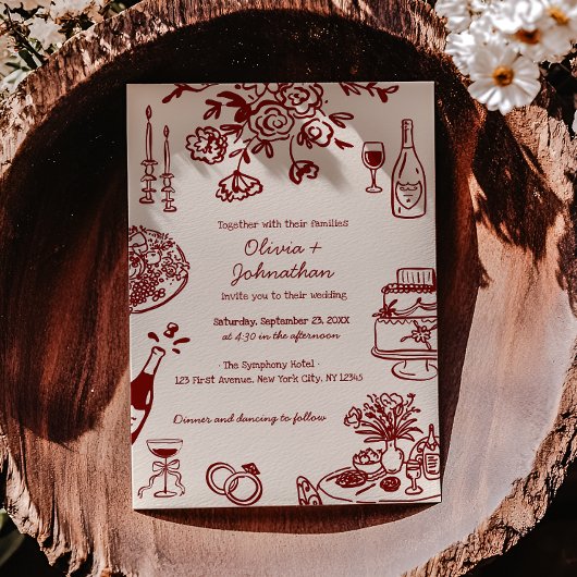 Hand Drawn Scribbles/Doodles Wedding Invitation Einladung