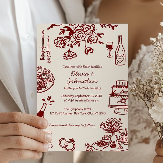 Hand Drawn Scribbles/Doodles Wedding Invitation Einladung