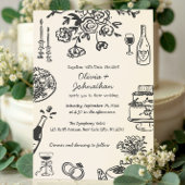 Hand Drawn Scribbles/Doodles Wedding Invitation Einladung