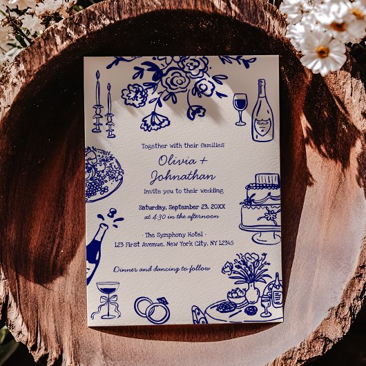Hand Drawn Scribbles/Doodles Wedding Invitation Einladung
