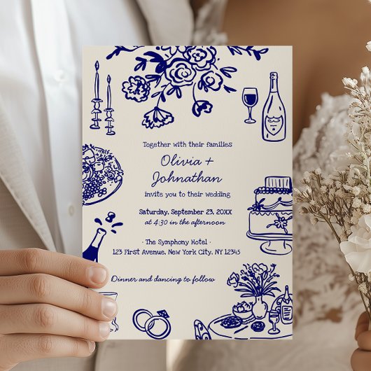 Hand Drawn Scribbles/Doodles Wedding Invitation Einladung