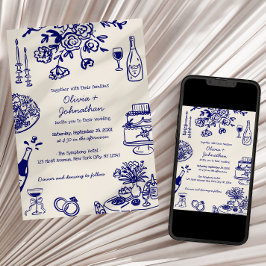 Hand Drawn Scribbles/Doodles Wedding Invitation Einladung