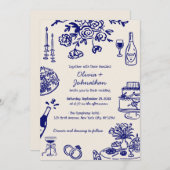 Hand Drawn Scribbles/Doodles Wedding Invitation Einladung (Vorne/Hinten)