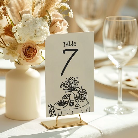 Hand Drawn Scribbles/Doodles Wedding Tischnummer