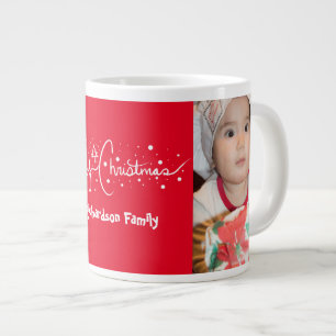 Hand Drawn Script Frohe Weihnachtsschnee Jumbo-Tasse