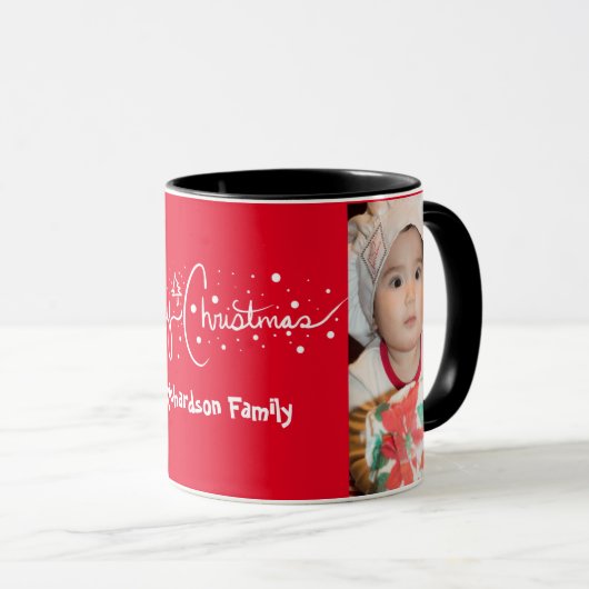 Hand Drawn Script Frohe Weihnachtsschnee Tasse (VorderseiteRechts)