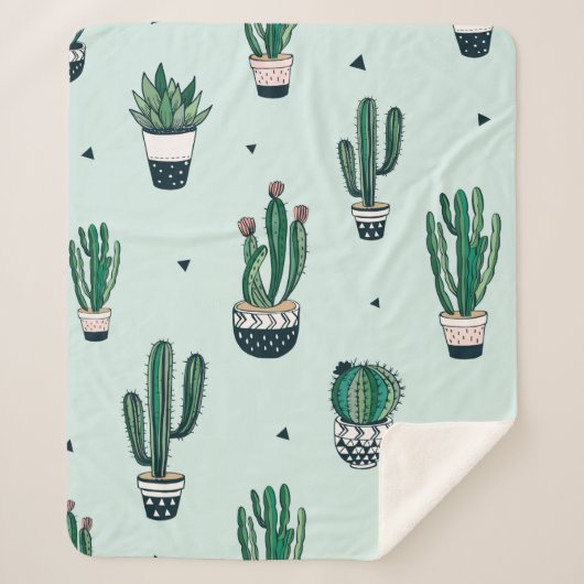 Hand drawn seamless pattern with cacti and succule sherpadecke (Vorderseite)
