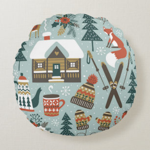 Hand drawn seamless vintage pattern with cute fore rundes kissen
