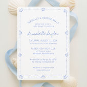 Hand Drawn Seashells & Wedding Bells Bridal Shower Einladung