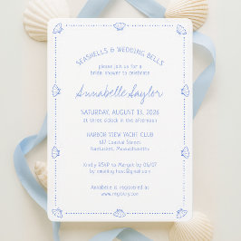 Hand Drawn Seashells & Wedding Bells Bridal Shower Einladung