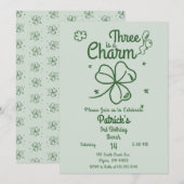 Hand Drawn Shamrock Any Age Birthday Einladung (Vorne/Hinten)