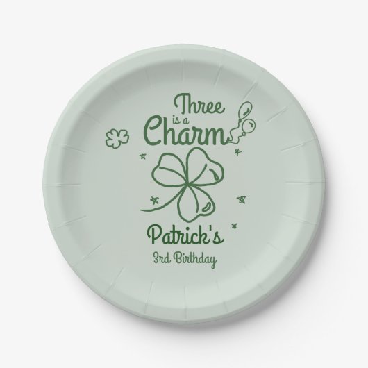 Hand Drawn Shamrock Any Age Birthday Pappteller (Vorderseite)