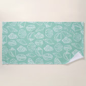 Hand-drawn Shell Patterned Beach Towel Strandtuch (Vorderseite)