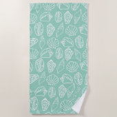 Hand-drawn Shell Patterned Beach Towel Strandtuch (Vorderseite)